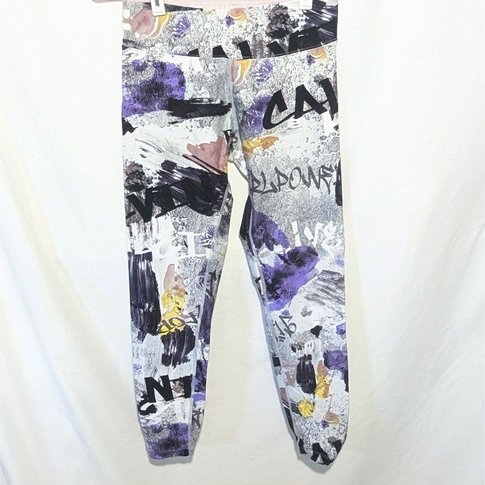 Calvin Klein Performance Wick Multicolor Graffiti Ankle Leggings; Size Small